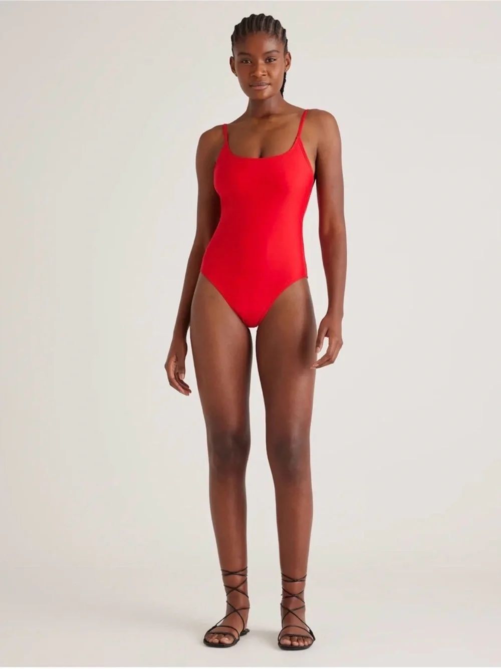 New Quince Italian Cami One-Piece Swimsuit in Cherry Size S